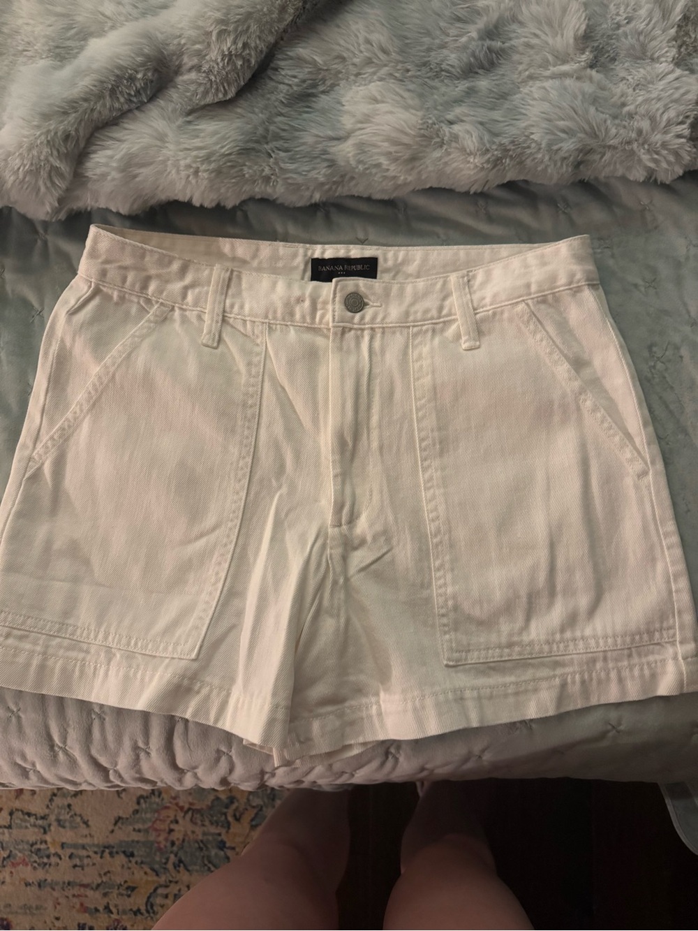Banana Republic Cream High-Rise Utility Shorts